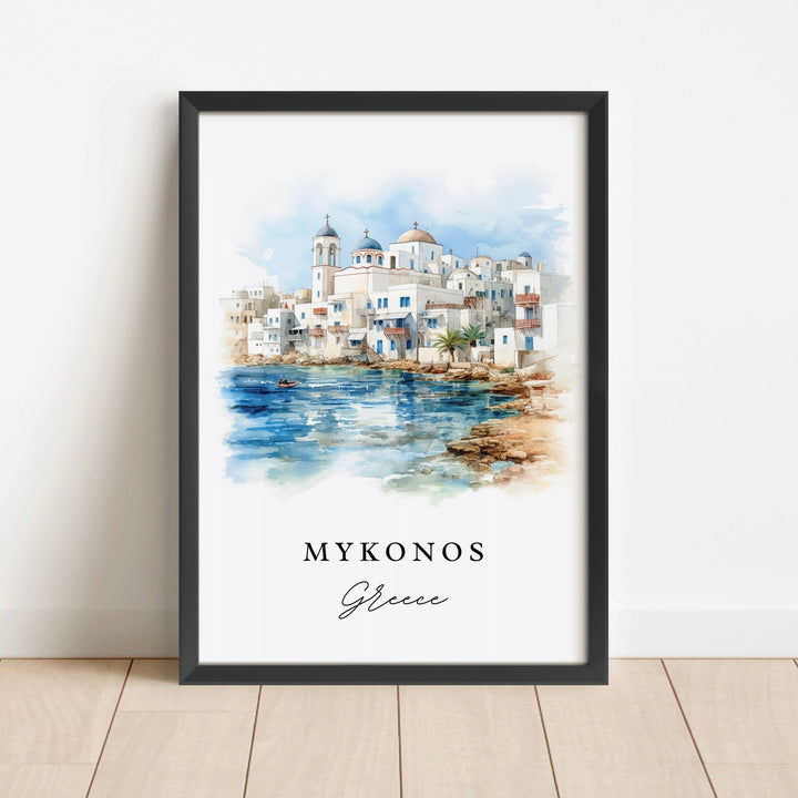 Mykonos Greece wall art - Greece, Mykonos poster, Mykonos Wedding gift, Birthday present, Custom Text, Personalised Gift