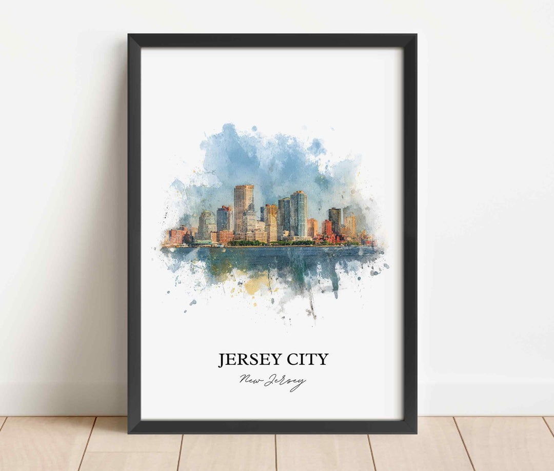 Jersey City NJ Wall Art, Jersey City Print, Jersey City Watercolor Art, Jersey City Gift, Travel Print, Travel Poster, Housewarming Gift