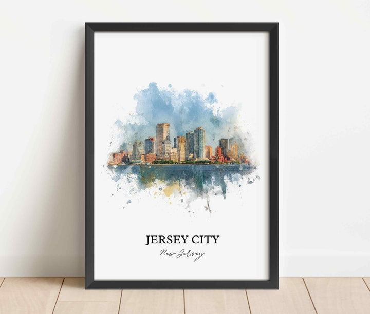 Jersey City NJ Wall Art, Jersey City Print, Jersey City Watercolor Art, Jersey City Gift, Travel Print, Travel Poster, Housewarming Gift