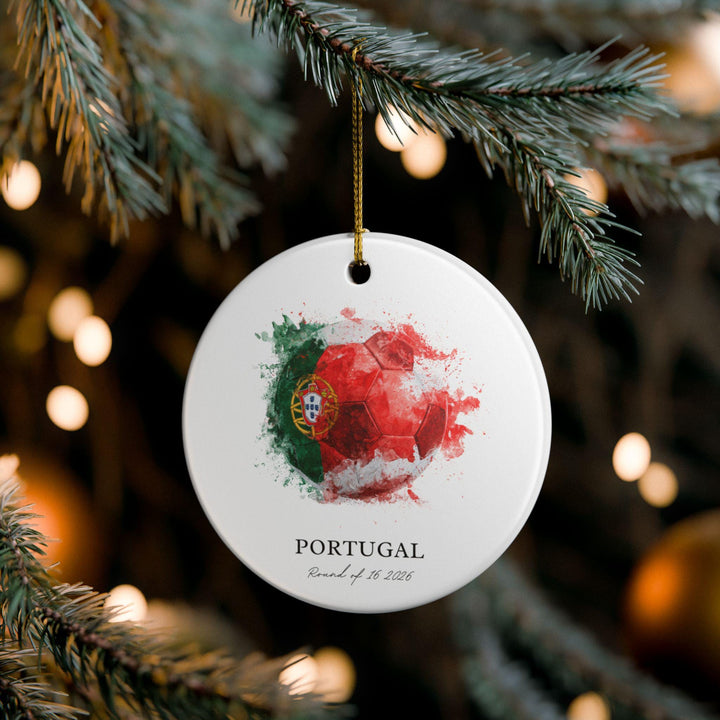 Portugal Soccer Ornament 2026 | Round of 16 Football Fan Keepsake, Portugal Christmas Ornament