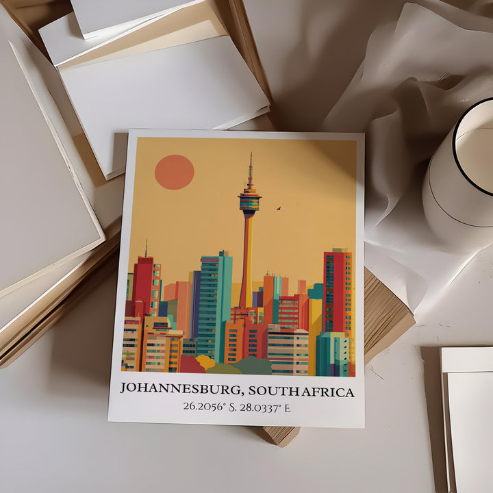 Johannesburg Art, Johannesburg Retro Travel Art, South Africa Decor, Johannesburg Gift, South Africa Art, Travel Prints, Housewarming Gift