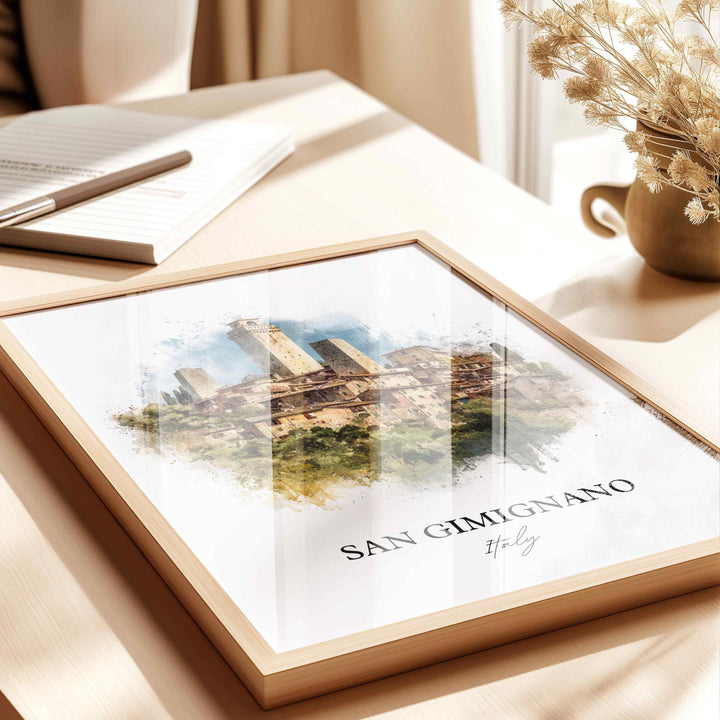 San Gimignano, Italy – Watercolor Art Print