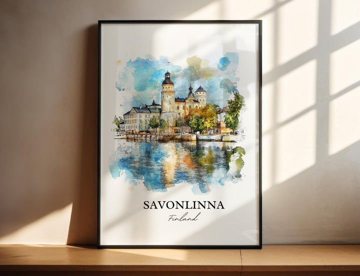 Savonlinna Wall Art, Finnish Lakeland Print, Finland Watercolor Art, Savonlinna Gift, Travel Print, Travel Poster, Housewarming Gift