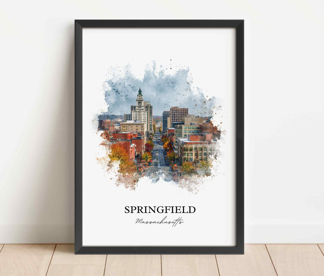 Springfield, Massachusetts, USA – Watercolor Art Print