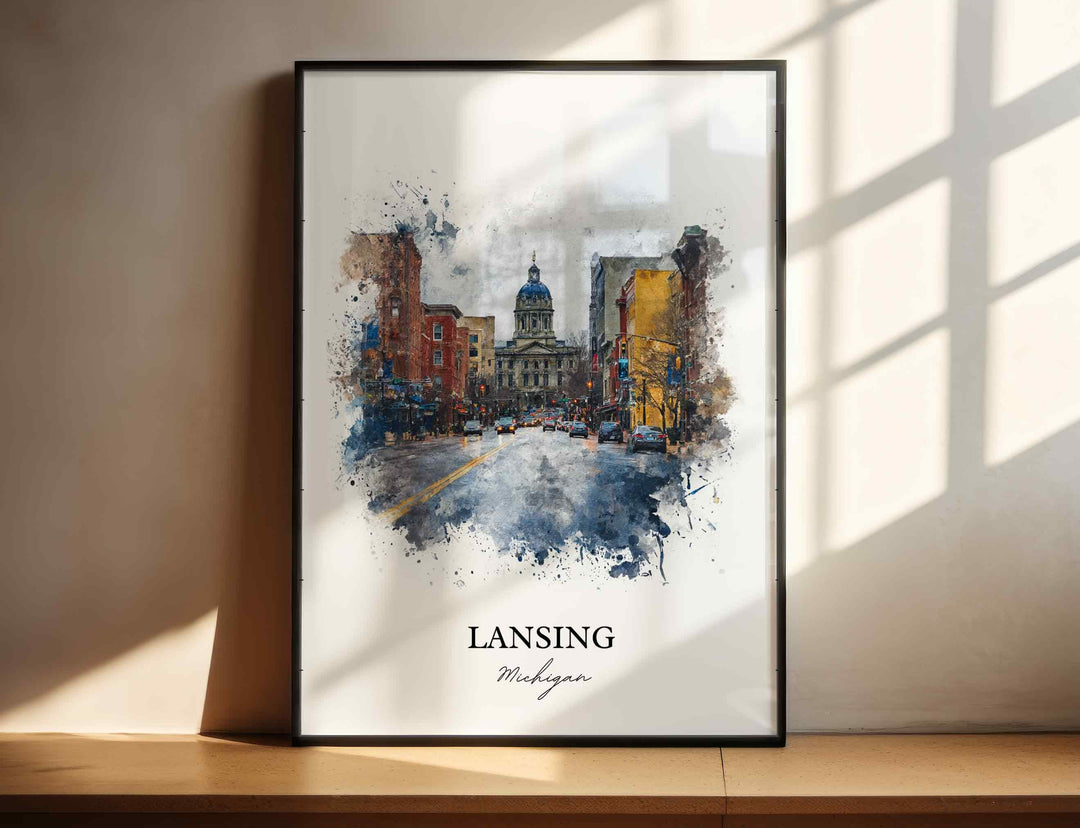Lansing, Michigan – Watercolor Art Print