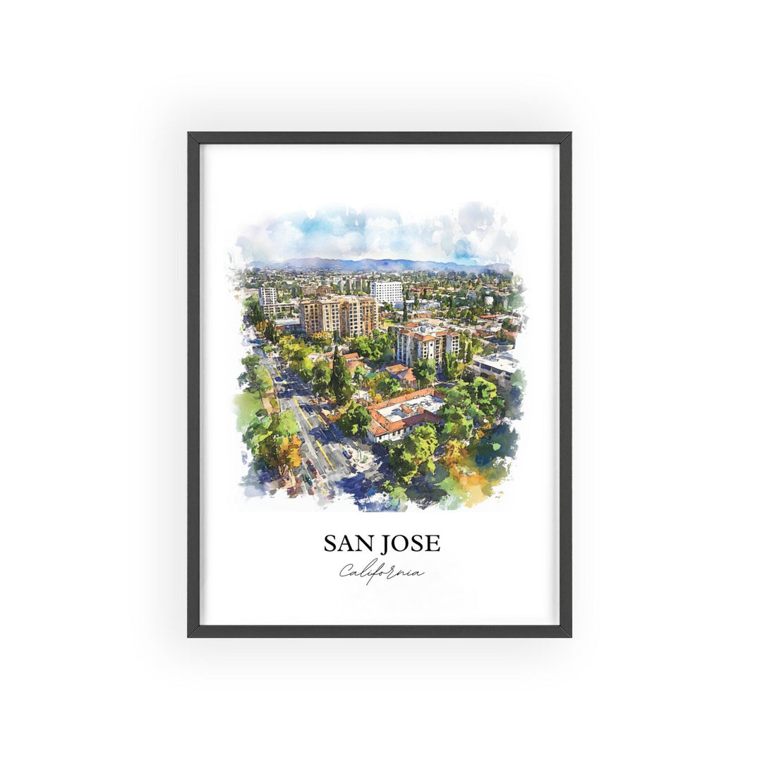 San Jose, California, USA – Watercolor Art Print