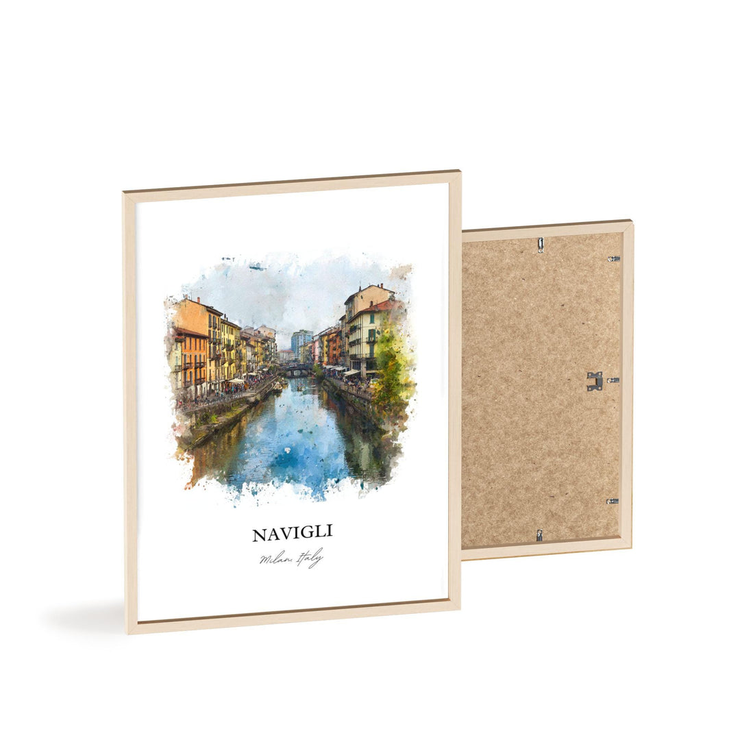 Navigli, Milan Italy – Watercolor Art Print