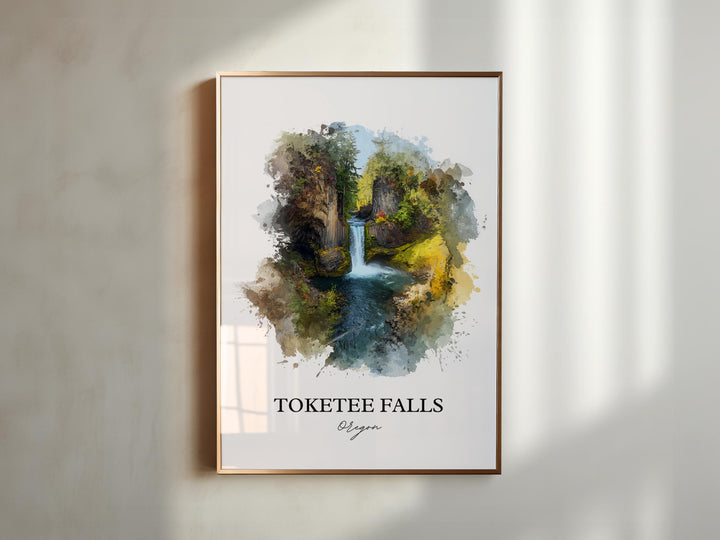 Toketee Falls Wall Art, Idleyld Park Print, Oregon Watercolor Art, Toketee Falls Gift, Travel Print, Travel Poster, Housewarming Gift