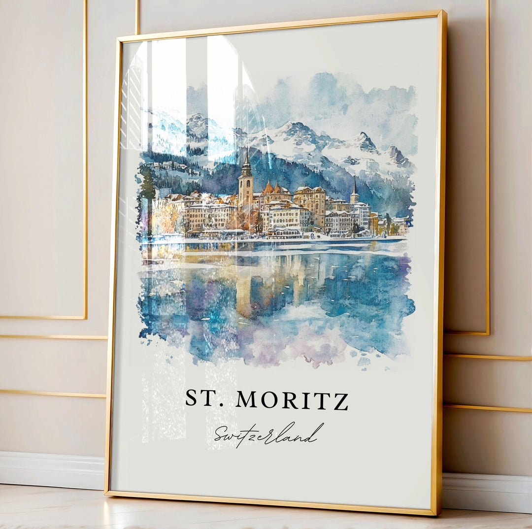St. Moritz, Switzerland – Watercolor Art Print