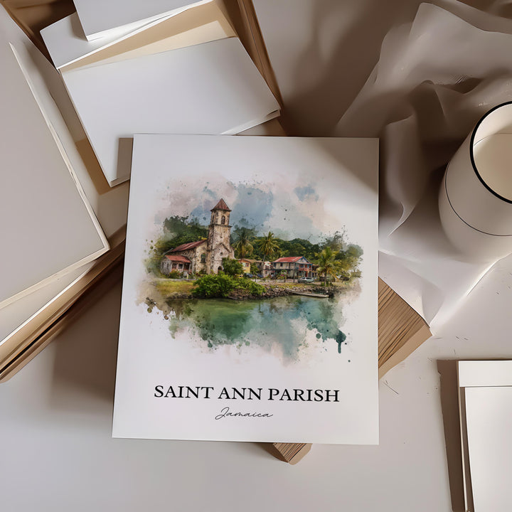 Saint Ann Parish Wall Art, Jamaica Print, Jamaica Watercolor Art, Jamaica Gift, St. Ann Jamaica Print, Travel Poster, Housewarming Gift