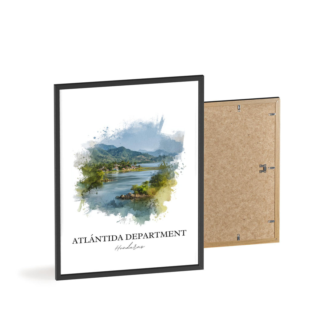Atlántida Department Wall Art, Honduras Print, Honduras Watercolor Art, Honduras Gift, Honduras Print, Travel Poster, Housewarming Gift