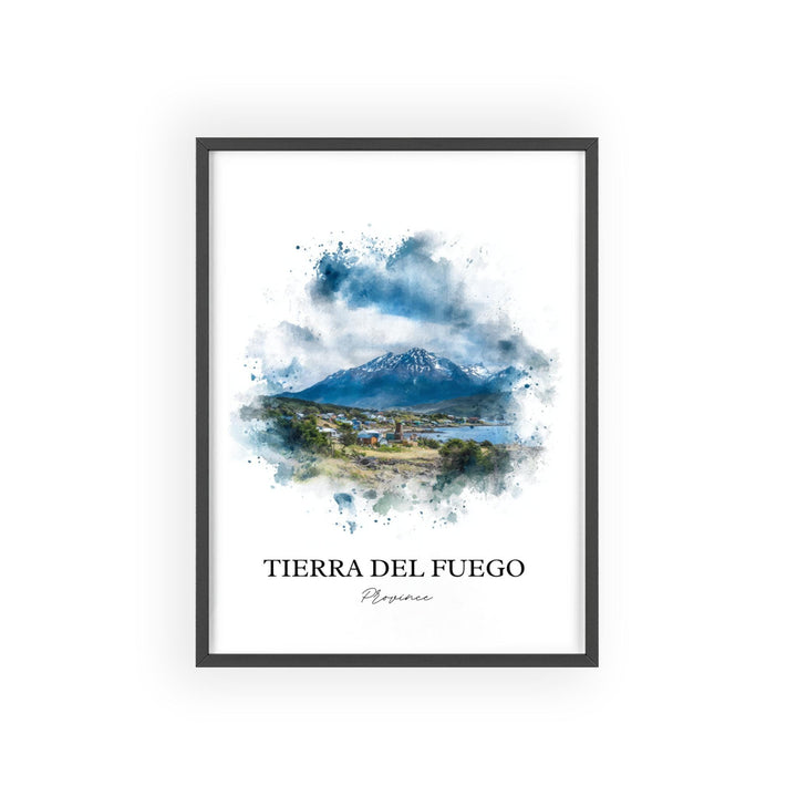 Tierra del Fuego Art, Chile Print, Argentina Watercolor Art, Tierra del Fuego Gift, South America Print, Travel Poster, Housewarming Gift