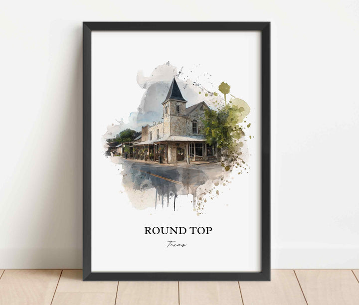 Round Top, TX – Watercolor Art Print