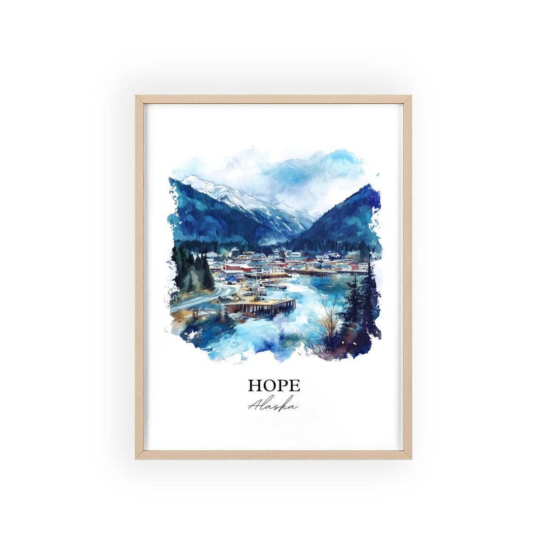 Hope Alaska Wall Art, Kenai Peninsula Print, Alaska Watercolor Art, Hope AK Gift, Travel Print, Travel Poster, Housewarming Gift