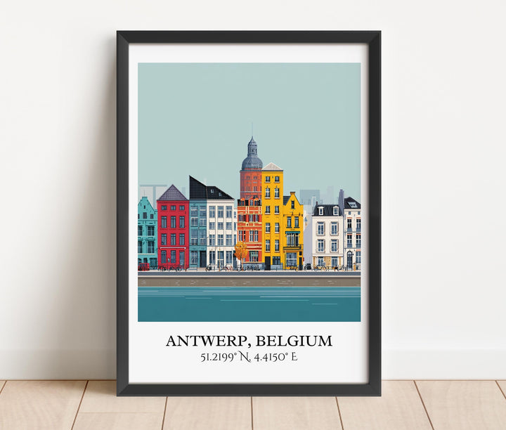 Antwerp Art, Antwerp Retro Travel Art, Antwerp Home Decor, Antwerp Gift, Belgium Travel Art, Travel Prints, Housewarming Gift