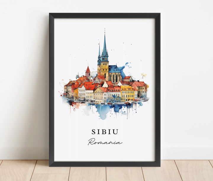 Sibiu Romania wall art - Romania, Sibiu poster, Sibiu Wedding gift, Sibiu Birthday present, Custom Text, Romania Personalized Gift