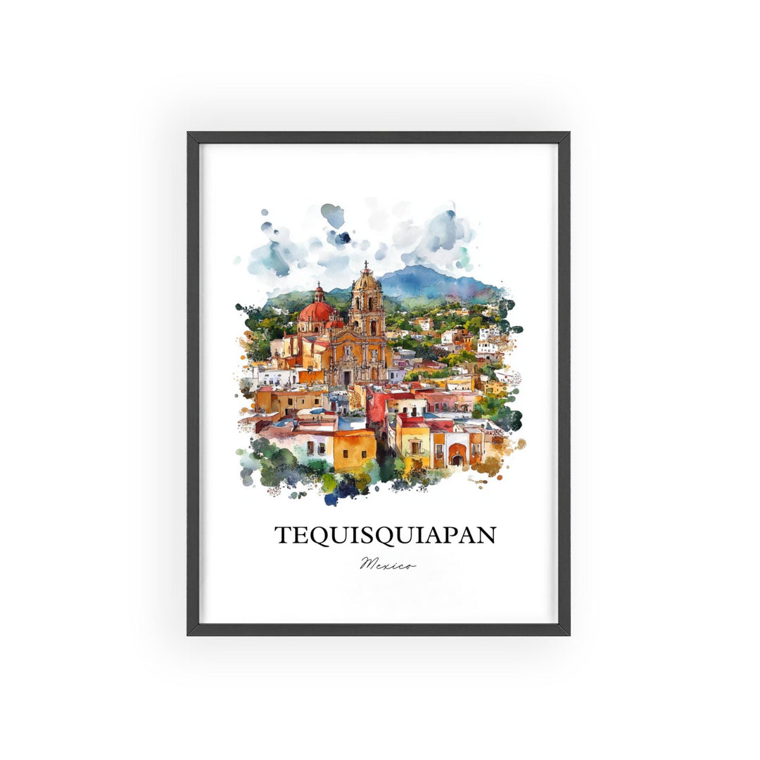 Tequisquiapan Wall Art, Querétaro Print, Mexico Watercolor Art, Tequisquiapan Gift, Travel Print, Travel Poster, Housewarming Gift