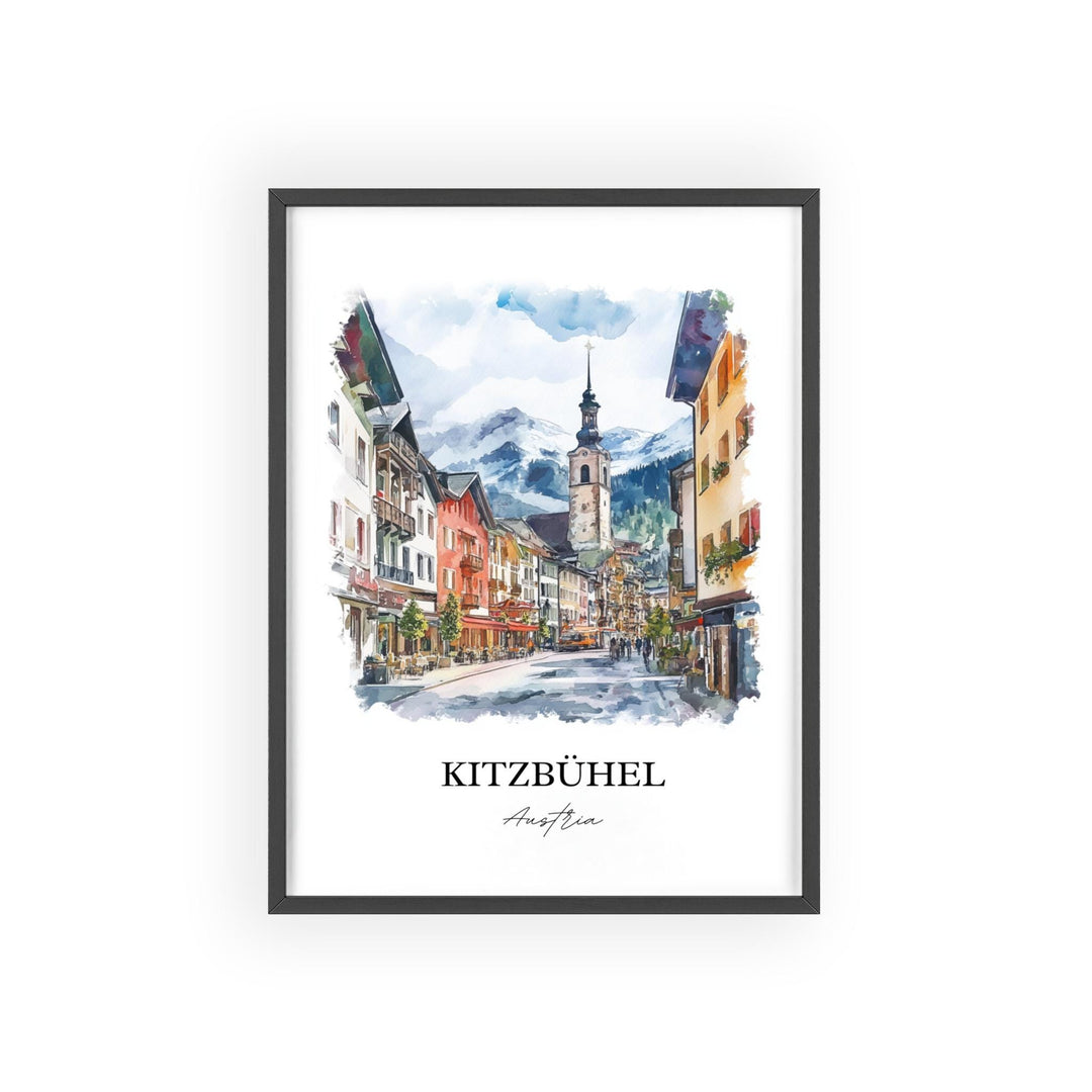 Kitzbuhel Wall Art, Innsbruck Print, Austria Watercolor Art, Kitzbuhel Gift, Travel Print, Travel Poster, Housewarming Gift
