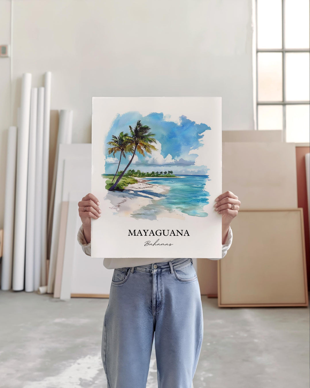 Mayaguana Wall Art, Mayaguana Bahamas Print, Bahamas Watercolor Art, Mayaguana Gift, Travel Print, Travel Poster, Housewarming Gift