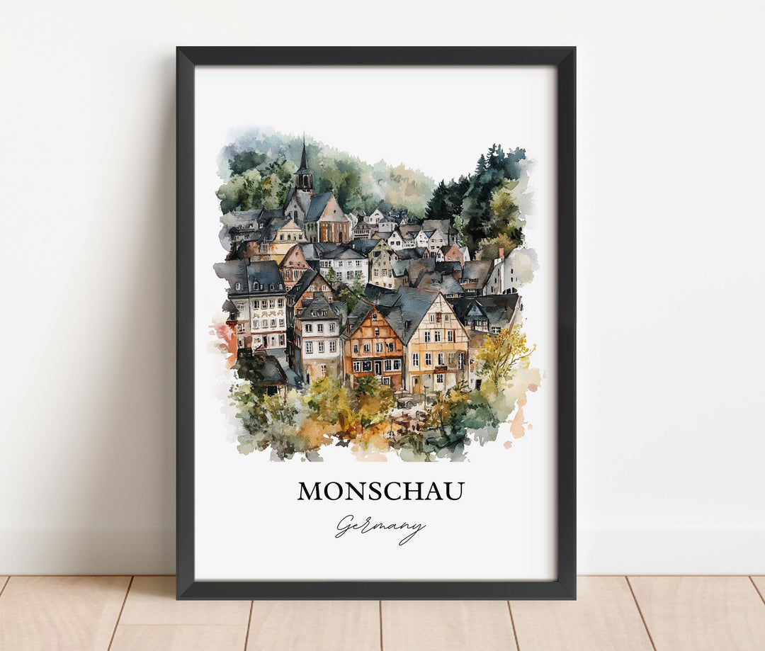 Monschau Wall Art, Eifel Region Print, Germany Watercolor Art, Monschau Germany Gift, Travel Print, Travel Poster, Housewarming Gift