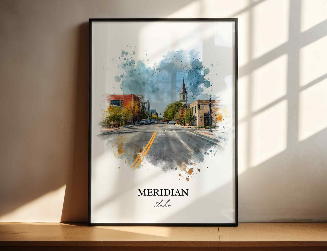 Meridian, Idaho Wall Art, Idaho Print, Idaho Watercolor Art, Meridian Idaho Gift, Travel Print, Travel Poster, Housewarming Gift