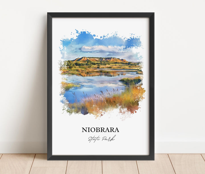 Niobrara State Park Wall Art, Knox County NE Print, Nebraska Watercolor, Niobrara Park Gift, Travel Print, Travel Poster, Housewarming Gift
