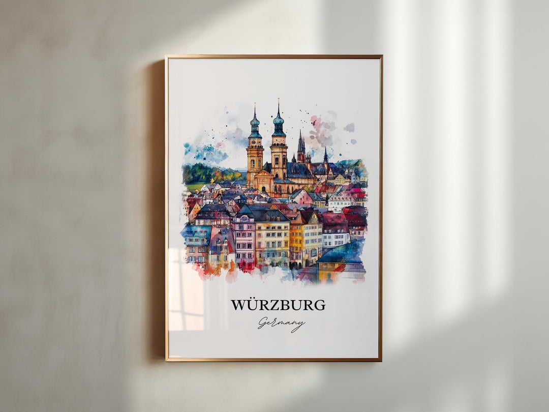 Würzburg  Wall Art, Bavaria Region Print, Germany Watercolor Art, Würzburg Gift, Travel Print, Travel Poster, Housewarming Gift