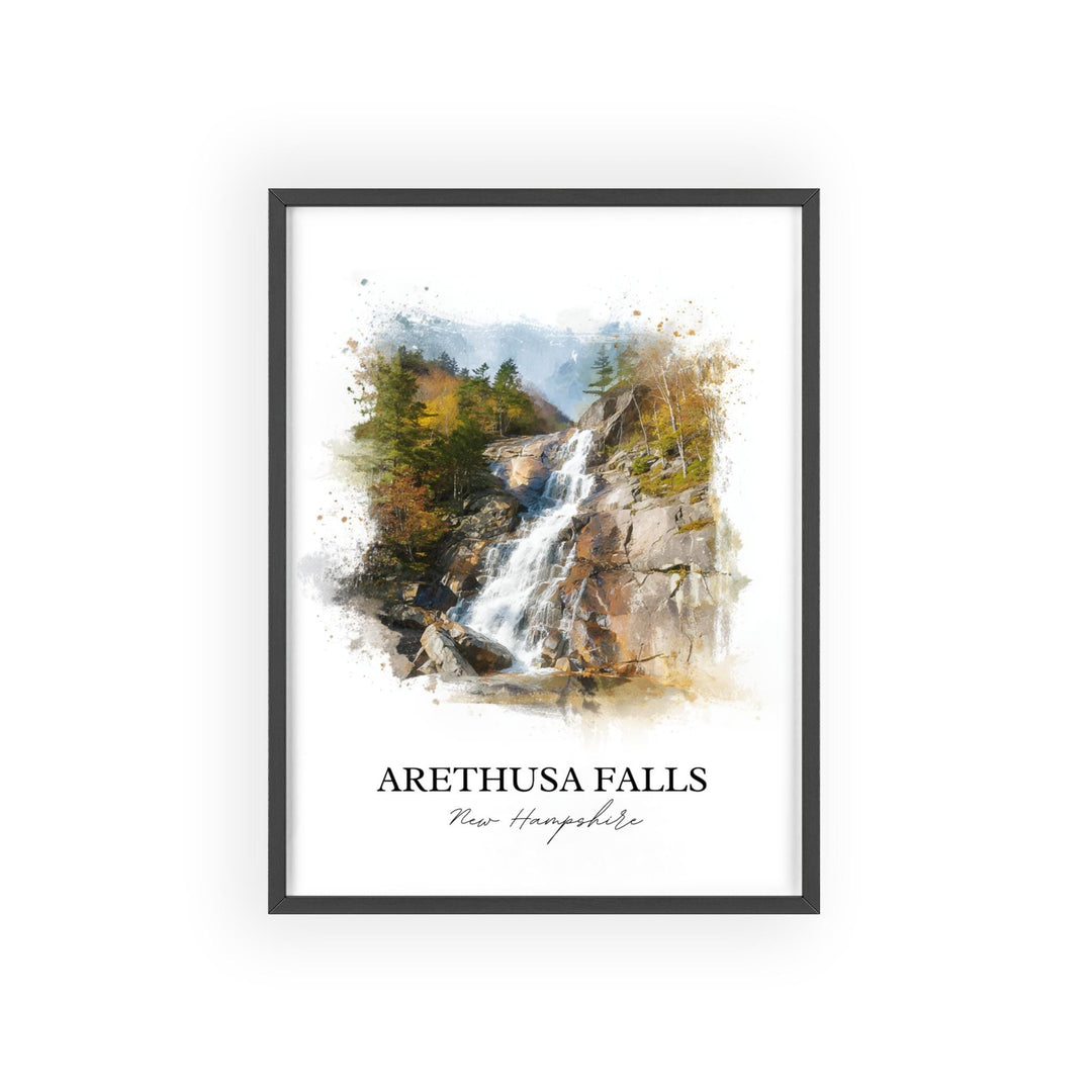 Arethusa Falls Wall Art, White Mountains Print, NH Watercolor Art, Arethusa Falls NH Gift, Travel Print, Travel Poster, Housewarming Gift