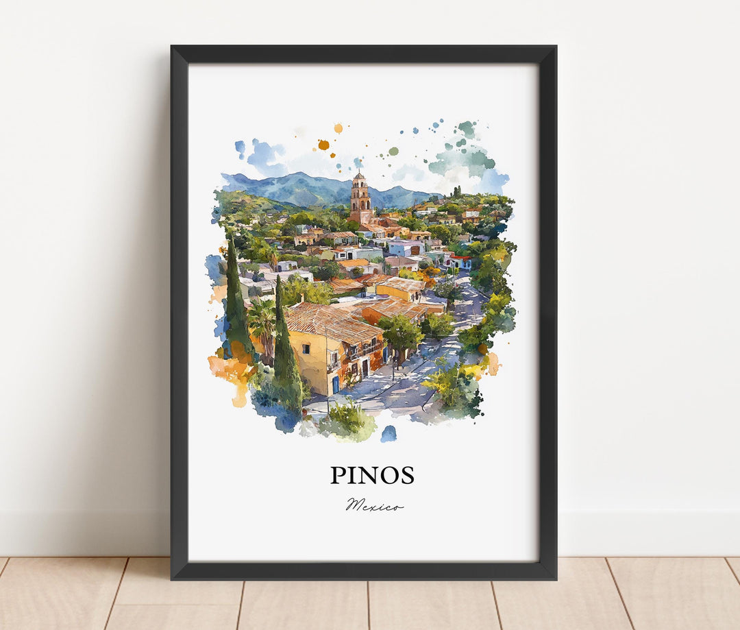Pinos Mexico Wall Art, Zacatecas Print, Mexico Watercolor Art, Pinos Mexico Gift, Travel Print, Travel Poster, Housewarming Gift