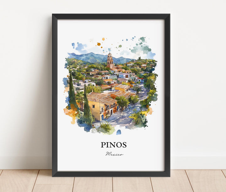 Pinos Mexico Wall Art, Zacatecas Print, Mexico Watercolor Art, Pinos Mexico Gift, Travel Print, Travel Poster, Housewarming Gift