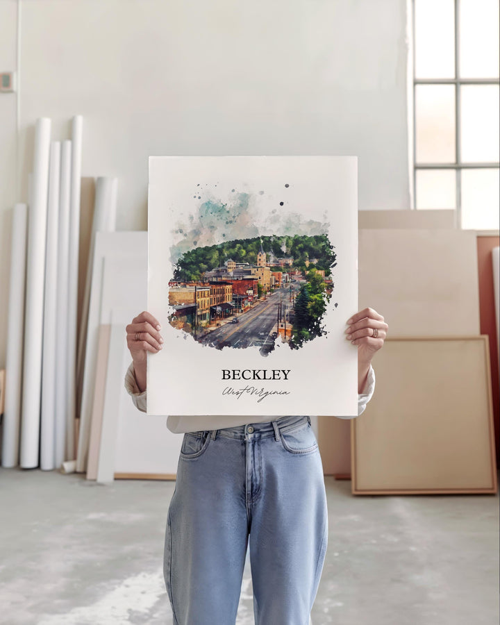 Beckley WV Wall Art, Raleigh County WV Print, West Virginia Watercolor Art, Beckley Gift, Travel Print, Travel Poster, Housewarming Gift