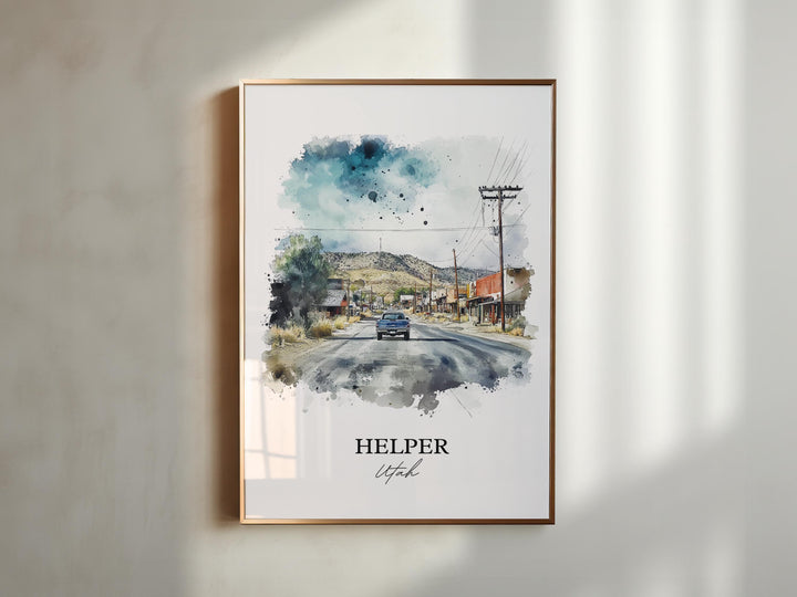 Helper Utah Wall Art, Helper Utah Print, Utah Watercolor Art, Carbon County UT Gift, Travel Print, Travel Poster, Housewarming Gift