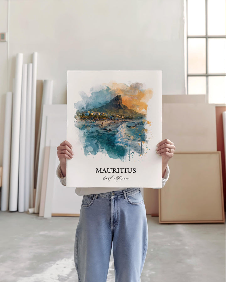 Mauritius Wall Art, Mauritius Print, Mauritius Watercolor Art, East Africa Gift, Travel Print, Travel Poster, Housewarming Gift