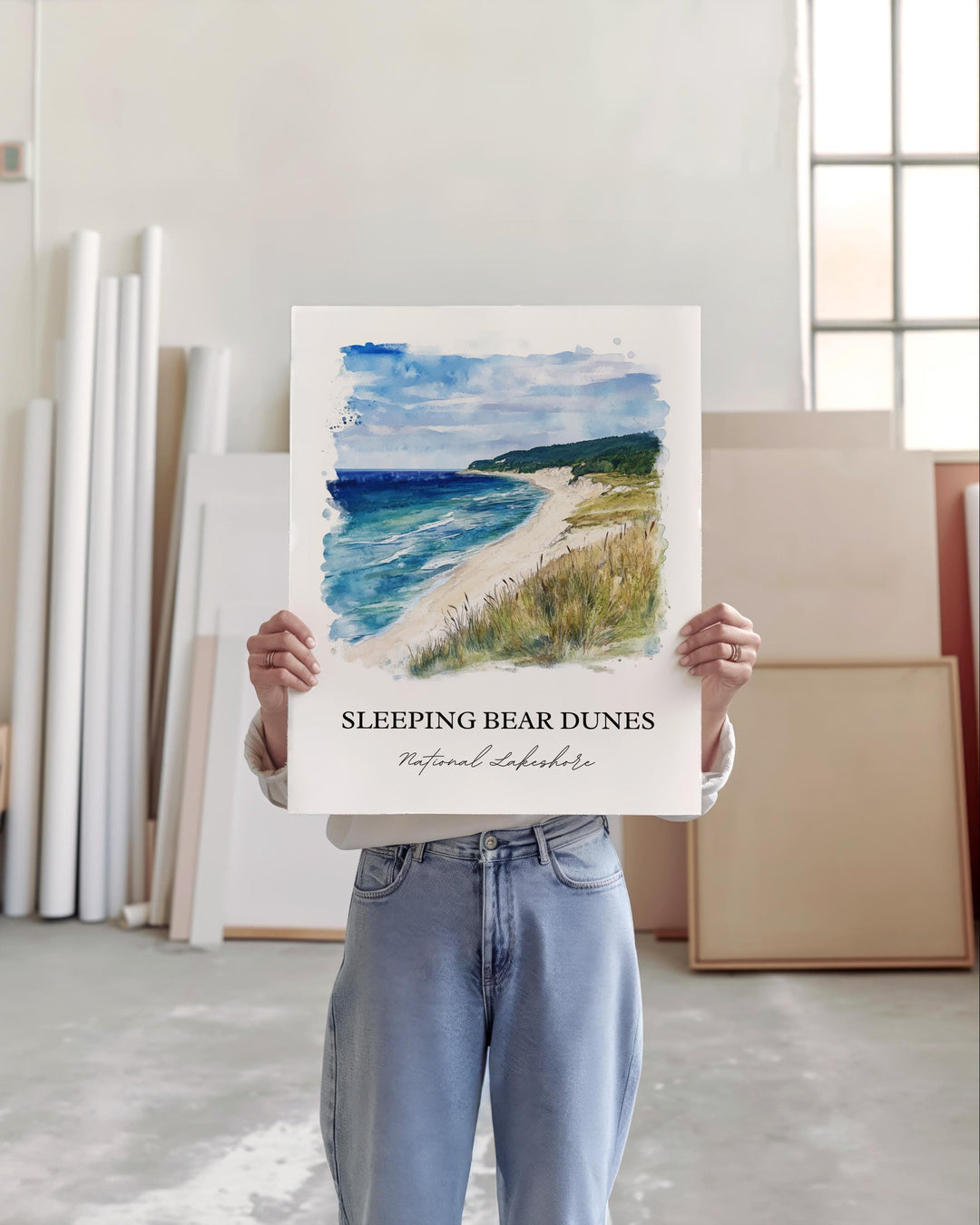 Sleeping Bear Dunes Art, Manitou islands Print, Michigan Artwork, Sleeping Bear Dunes Gift, Travel Print, Travel Poster, Housewarming Gift