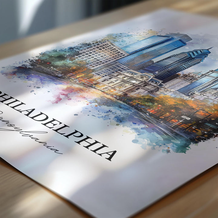 Philadelphia Wall Art, Philadelphia Print, Philly Watercolor Art, Philadelphia Gift, Travel Print, Travel Poster, Housewarming Gift