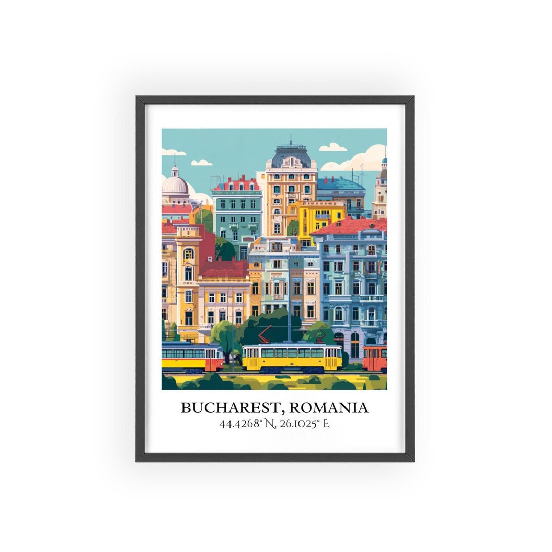 Bucharest Art, Bucharest Retro Travel Art, Bucharest Romania Home Decor, Romania Gift, Romania Travel Art, Travel Prints, Housewarming Gift