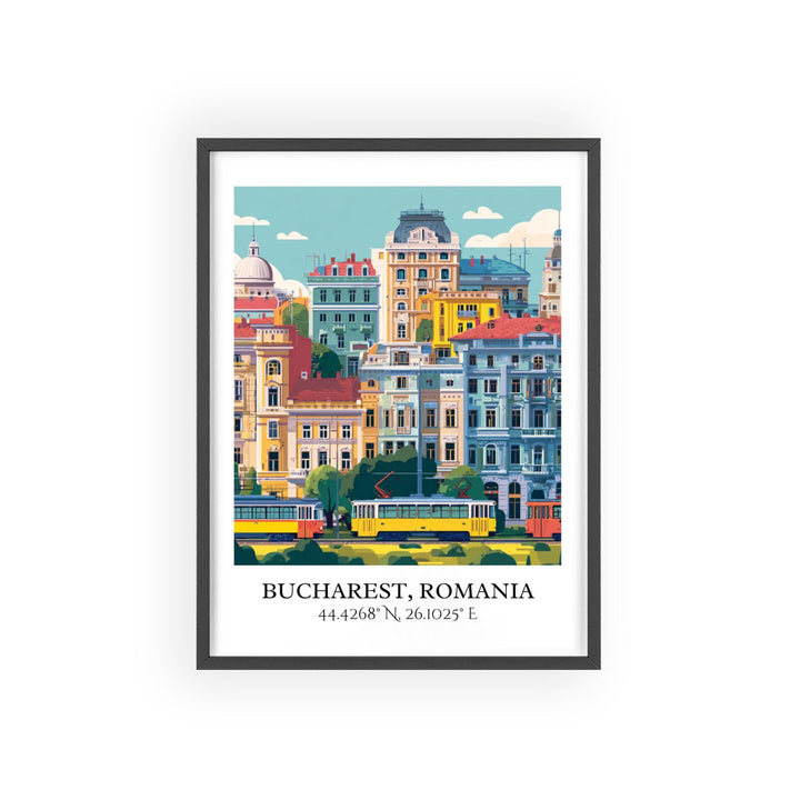 Bucharest Art, Bucharest Retro Travel Art, Bucharest Romania Home Decor, Romania Gift, Romania Travel Art, Travel Prints, Housewarming Gift