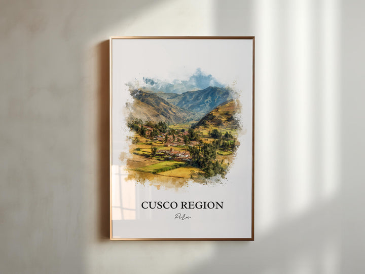 Cusco Wall Art, Cusco Peru Print, Cusco Region Watercolor Art, Cusco Peru Gift, Peru Travel Print, Travel Poster, Housewarming Gift