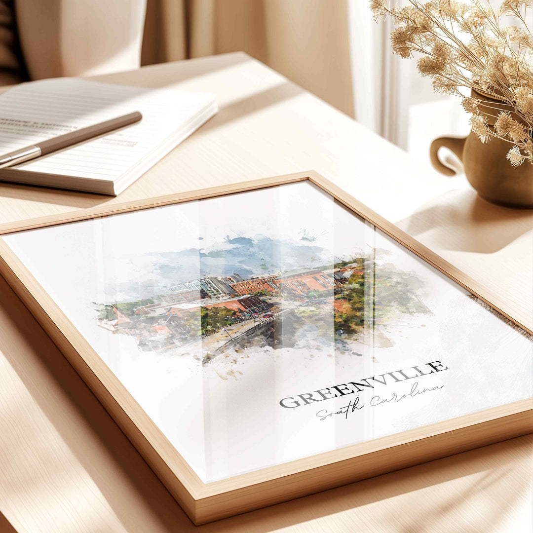 Greenville, South Carolina – Watercolor Art Print