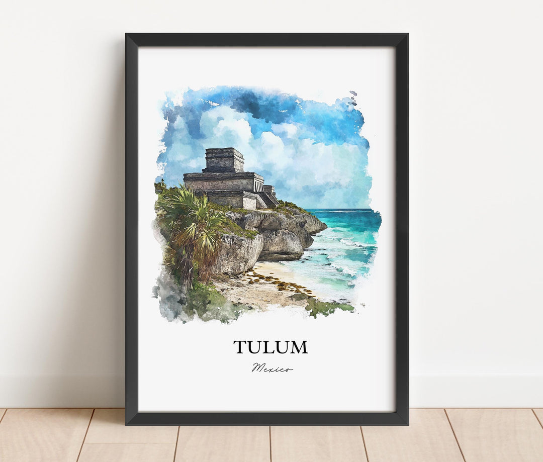 Tulum Wall Art, Tulum MX Print, Tulum Watercolor Art, Tulum Mexico Gift, Travel Print, Travel Poster, Housewarming Gift
