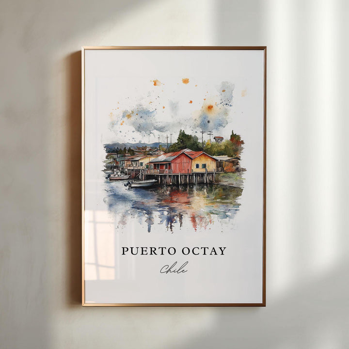 Puerto Octay Wall Art, Puerto Octay Print, Puerto Octay Watercolor, Puerto Octay Chile Gift,