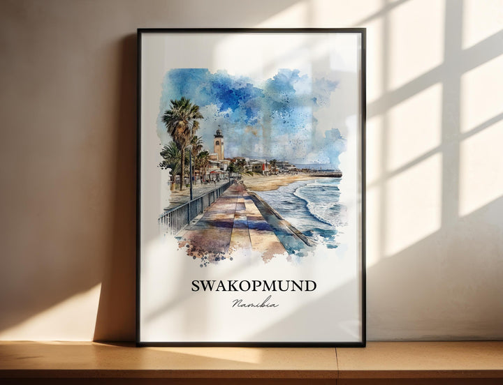 Swakopmund Wall Art, Namibia Print, Namibia Watercolor Art, Swakopmund Gift, Travel Print, Travel Poster, Housewarming Gift