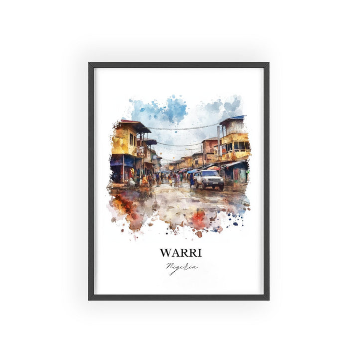 Warri Nigeria Wall Art, Nigeria Africa Print, Nigeria Watercolor Art, Warri Nigeria Gift, Travel Print, Travel Poster, Housewarming Gift
