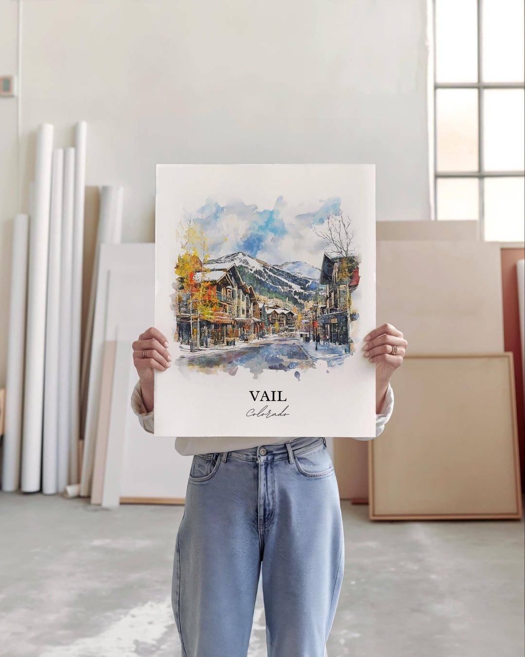 Vail Wall Art, Vail Village Print, Vail Watercolor Art, Vail Mountain Gift, Travel Print, Travel Poster, Housewarming Gift