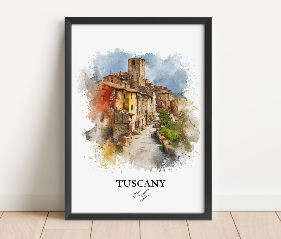 Tuscany Italy Wall Art, Tuscany Print, Tuscany Watercolor Art, Tuscany Italy Gift, Italy Travel Print, Travel Poster, Housewarming Gift