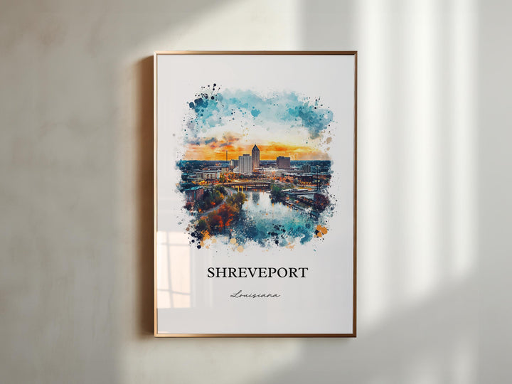 Shreveport and Bossier City, Louisiana – Watercolor Art Print