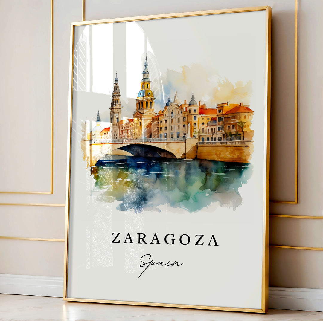 Zaragoza Spain Wall Art, Zaragoza Print, Zaragoza Watercolor Art, Zaragoza Espana Gift,