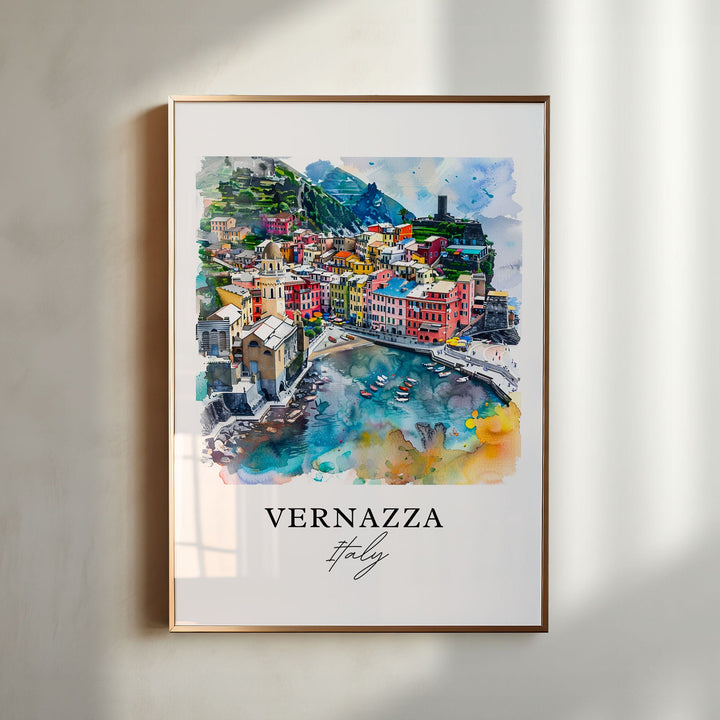 Vernazza Wall Art, Cinque Terre Print, Ligurian Coast Watercolor Art, Vernazza Italy Gift,