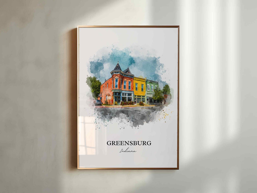 Greensburg, Indiana – Watercolor Art Print