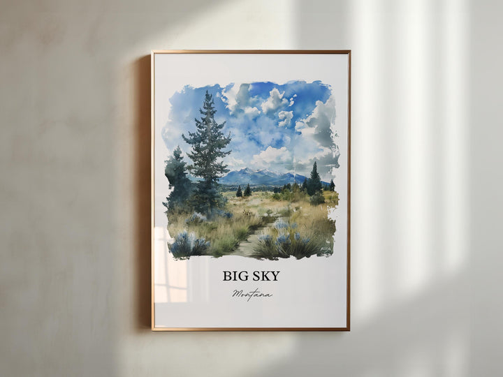 Big Sky Montana Wall Art, Big Sky MT Print, Big Sky Watercolor Art, Big Sky Montana Gift, Travel Print, Travel Poster, Housewarming Gift